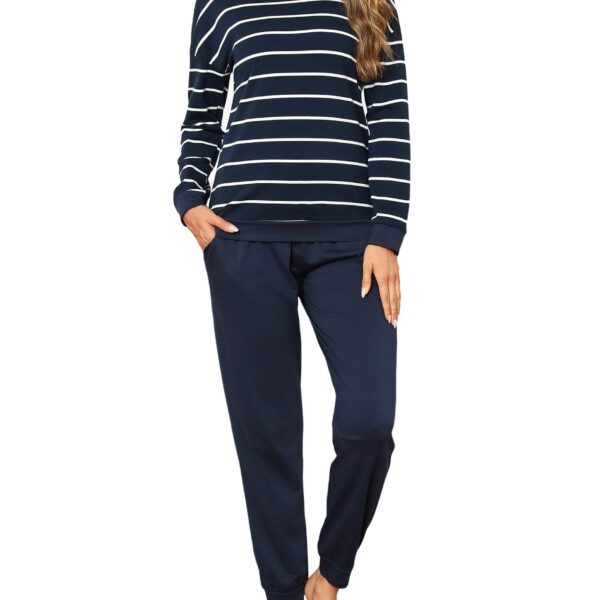 Bresdk Damen Schlafanzug Lang Baumwolle – Gestreiftes Pyjama Set S-4XL