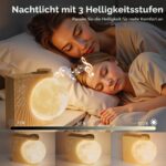RETEYUNG 3D Mondlampe mit Lichtwecker & Doppel-Weckfunktion – LED-Uhr mit 8 RGB Farben & 10 Naturklängen – Bild 4