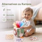 Holz Sensorik Tücher-Box Montessori – Motorikspielzeug für Babys 6–12 Monate – Bild 4