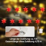 OVILUM 3D Stern Lichterkette rot mit LED & Timer – 10 Leuchtsterne à Ø 12 cm – Bild 6