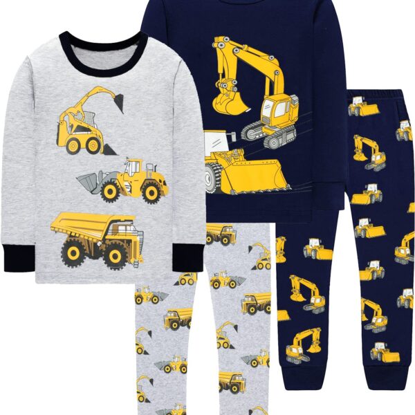 EULLA Kinder Schlafanzug Langarm 100% Baumwolle – Zweiteiliger Pyjama für Jungen 1-7 Jahre