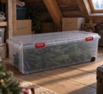 Kreher Weihnachtsbaum Aufbewahrungsbox XL mit Rollen transparent (2er-Set) – 116,5 x 50,3 x 39 cm – Bild 2