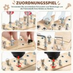 Vanplay Montessori Werkzeugset mit elektrischem Akkuschrauber – Motorikspielzeug ab 3 Jahren – Bild 3