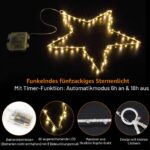 Litake LED Weihnachtsstern 6M 60 LEDs mit 8 Modi – Fensterdeko Batteriebetrieben (5er Set) – Bild 3