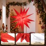 SALCAR 60cm 3D LED Leuchtstern Rot – Wetterfester Weihnachtsstern für Innen & Aussen – Bild 5