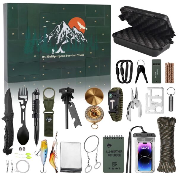 MH MYLUNE HOME Überlebensset Adventskalender – 24 Tage Outdoor-Abenteuer für Camping & Jagd