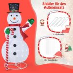 COSTWAY LED Schneemann 150 cm – Beleuchtete Weihnachtsdeko mit 180 Lichtern für innen & aussen – Bild 6
