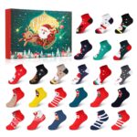 Jodimitty Adventskalender 24 Paare Weihnachtssocken Damen – Kuschelsocken Geschenkset