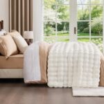BEDELITE Bubble Kuscheldecke 150x200 cm Kaninchenfellimitat – Premium Wohndecke 870GSM – Bild 7