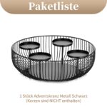 Sziqiqi Adventskranz Modern 30cm Metall Schwarz – Kerzenhalter mit Metallgestell für Weihnachtsdeko – Bild 8