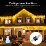 WOWDSGN Eisregen Lichterkette 12m 360 LED Warmweiss IP44 – Weihnachtsbeleuchtung Außen mit Timer – Bild 7