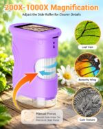 Ashfly Kinder-Mikroskop mit 1080P HD Display – 200x Vergrösserung für Entdeckungen – Bild 3