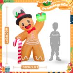 GUDELAK 180 cm Aufblasbarer Lebkuchenmann – LED-Weihnachtsdeko für Garten & Innen – Bild 2