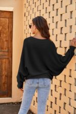 Fessceruna Damen Oversize Strickpullover mit Fledermausärmeln – Eleganter Rundhals-Pulli für Winter – Bild 4