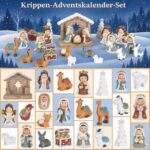 Krippen-Adventskalender 2026 mit LED-Beleuchtung – 24 Figuren & Strickoptik für Kinder – Bild 6