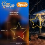 POIFL Weihnachtssternenlicht 3er Set mit 120 LEDs – Warmweiss Fensterbeleuchtung mit Fernbedienung – Bild 2