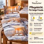 Träumschön Biber Bettwäsche 2tlg. 135x200 cm – Winterlandschaft aus 100% Baumwolle – Bild 3