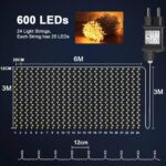 Joycome Lichtervorhang 6m x 3m mit 600 LED – Warmweiss Wasserdicht für Innen & Aussen – Bild 6