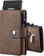 TENBST Slim Wallet Herren mit RFID Schutz & Pop-up Kartenetui – Braun