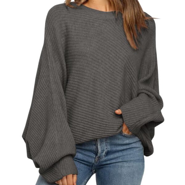 Fessceruna Damen Oversize Strickpullover mit Fledermausärmel – Eleganter Winterpulli