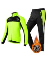 ROCKBROS Winter Fahrrad Jacke + Hose Set – Winddicht & Thermo Softshelljacke mit Reflektoren