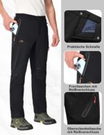 HFDWYJ Thermohose Herren Winter – Softshell Wanderhose mit Fleece-Fütterung wasserdicht – Bild 2