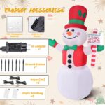 Moxled 2,4m Aufblasbarer Schneemann mit LED-Lichtern – Weihnachtsdeko für Garten & Außen – Bild 6
