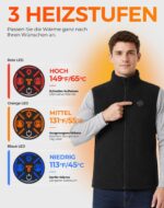 TODWARM Beheizbare Fleece Weste Herren – 15 Heizzonen & 10h Akkulaufzeit | S–4XL – Bild 4