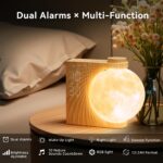 RETEYUNG 3D Mondlampe mit Lichtwecker & Doppel-Weckfunktion – LED-Uhr mit 8 RGB Farben & 10 Naturklängen – Bild 3