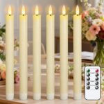 Eldnacele LED Stabkerzen 6er Set mit Fernbedienung – Echtwachskerzen mit Timer für Weihnachten