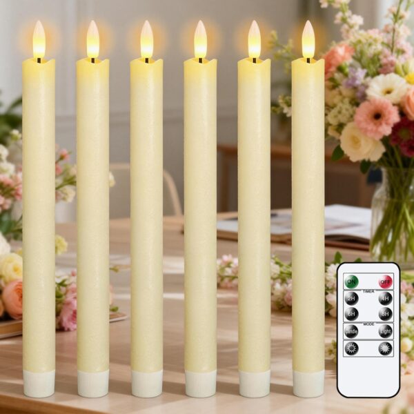 Eldnacele LED Stabkerzen 6er Set mit Fernbedienung – Echtwachskerzen mit Timer für Weihnachten