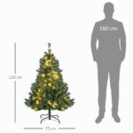 HOMCOM Künstlicher Weihnachtsbaum 120 cm mit 80 LED & Kugeln – Naturgetreuer Christbaum – Bild 3