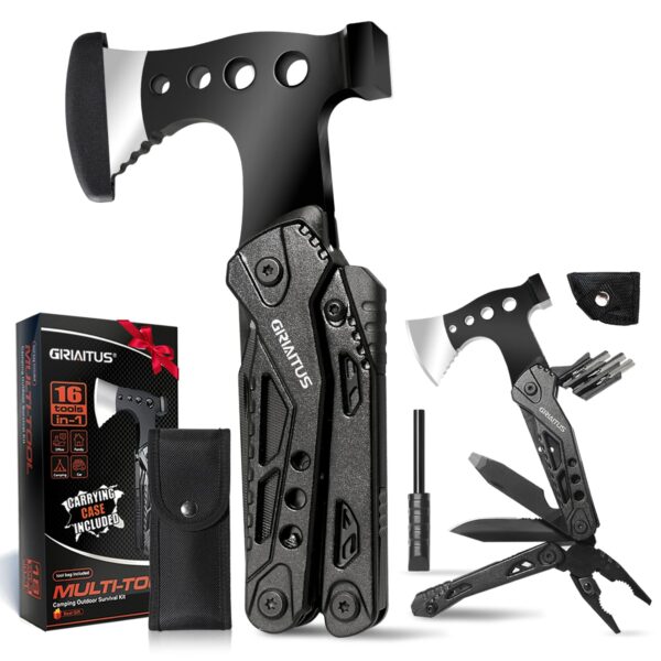 GIRIAITUS 16-in-1 Multitool mit Axt & Hammer – Professionelles Survival Kit für Outdoor & Camping