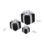 Bambelaa! 3er LED Geschenkboxen Set mit Timer – Weihnachtsdeko Schwarz-Silber – Bild 4