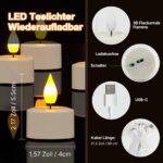 SoulBay LED Teelichter 12er Set Wiederaufladbar – Fernbedienung, Timer & Dimmbar – Bild 8