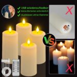 SoulBay LED Kerzen 4er Set Aufladbar – Blasfunktion & Fernbedienung für sichere Dekoration – Bild 6