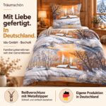 Träumschön Biber Bettwäsche 2tlg. 135x200 cm – Winterlandschaft aus 100% Baumwolle – Bild 5