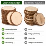 Truevaste 20er Set Holzscheiben Ø14-15cm, 10mm Dick – Unbehandelte Kiefernholz-Baumscheiben für Lasergravur & Deko – Bild 5