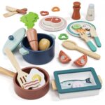 Lehoo Castle Kinderküche Zubehör aus Holz – Spielküche Set mit Kochgeschirr & Lebensmittel ab 3 Jahren