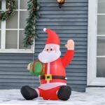 HOMCOM Aufblasbarer Weihnachtsmann 120cm mit LED-Beleuchtung – IP44 Weihnachtsdeko für Innen & Aussen – Bild 2