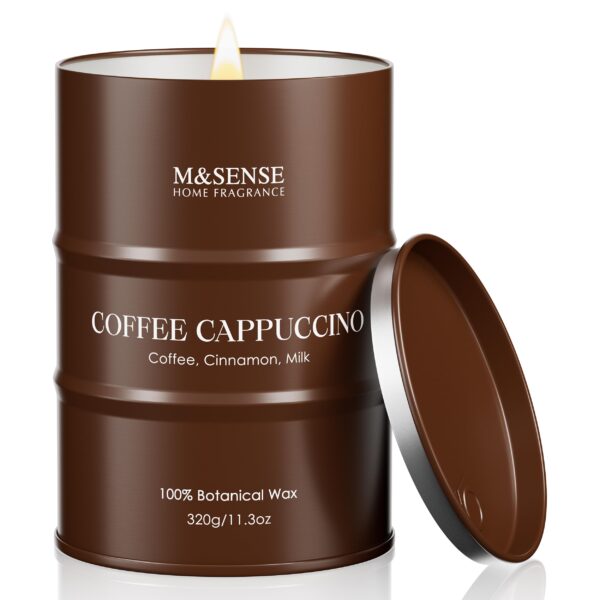 M&SENSE Cappuccino Duftkerze 320g – 70 Stunden Brenndauer aus Sojawachs