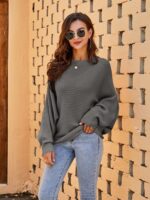 Fessceruna Damen Oversize Strickpullover mit Fledermausärmel – Eleganter Winterpulli – Bild 2