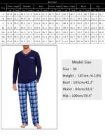 Bresdk Herren Schlafanzug Baumwolle Lang – Warmer Pyjama mit V-Ausschnitt & Taschen – Bild 6