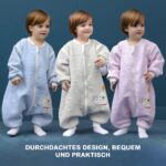 MIKAFEN Baby Schlafsack Langarm mit Füssen 2.0 Tog – Ganzjahres Schlafanzug für Babys – Bild 7