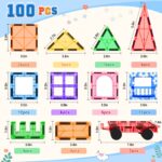 100 Magnetische Bausteine Coodoo mit 2 Autos – Montessori STEM Spielzeug ab 3 Jahren – Bild 3