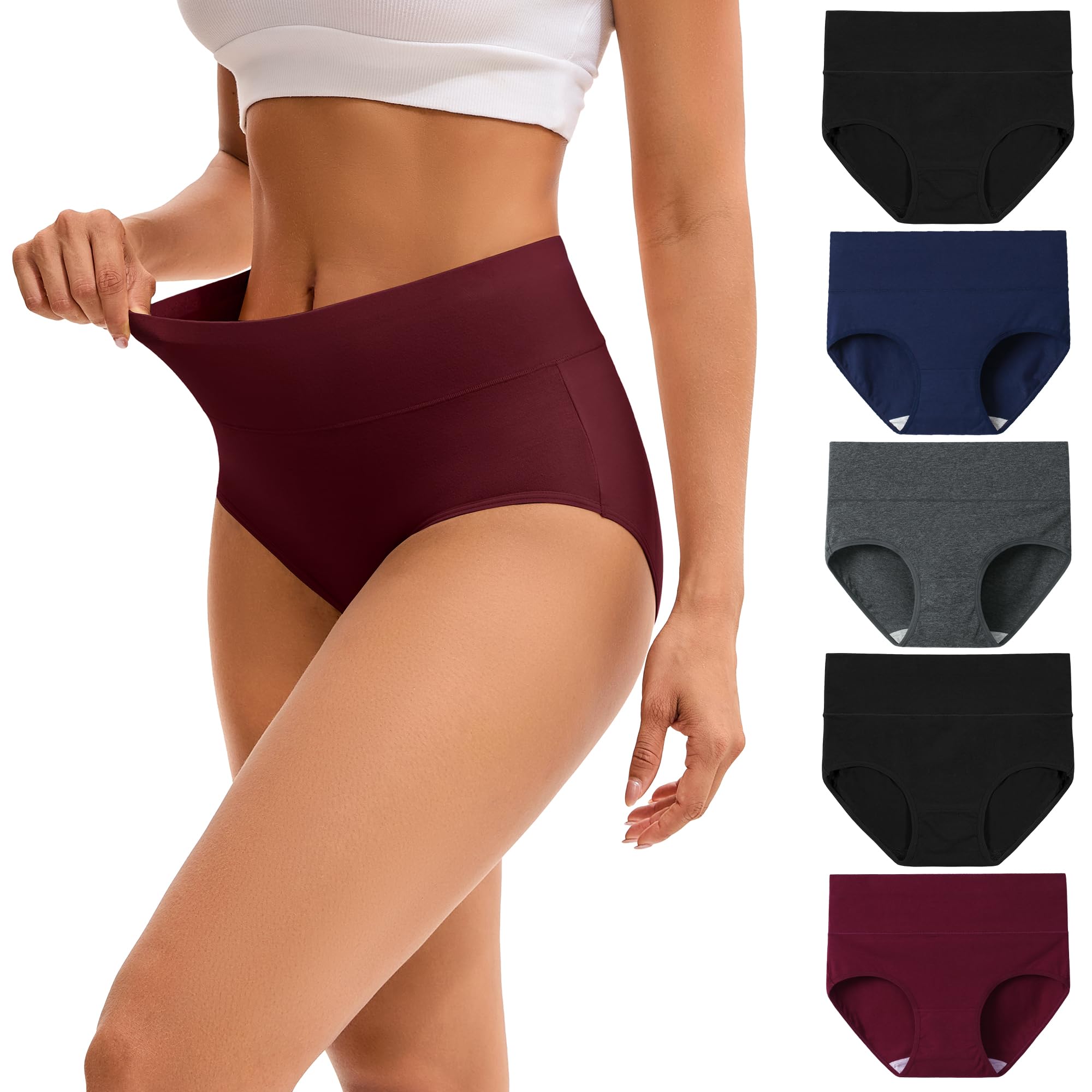 INNERSY Damen Slip 5er Pack Baumwolle – Hochwertige High-Waist Unterwäsche für täglich Komfort