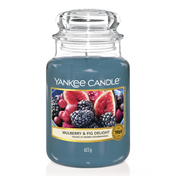 Yankee Candle Mulberry & Fig Delight 623g – Duftkerze im Glas mit bis zu 150h Brenndauer
