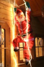 Gartenpirat Kletternder Weihnachtsmann 120 cm mit beleuchteter Leiter 200 cm – 96 warmweisse LEDs – Bild 5