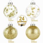 Kesote Weihnachtskugeln Gold 24er-Set – Kunststoff-Christbaumkugeln mit Glitzer & Deckel – Bild 3