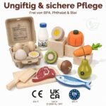 Lehoo Castle Kaufladen Zubehör Holz – 23-teiliges Kinderküche Set mit Einkaufstasche für Kinder ab 3 – Bild 9